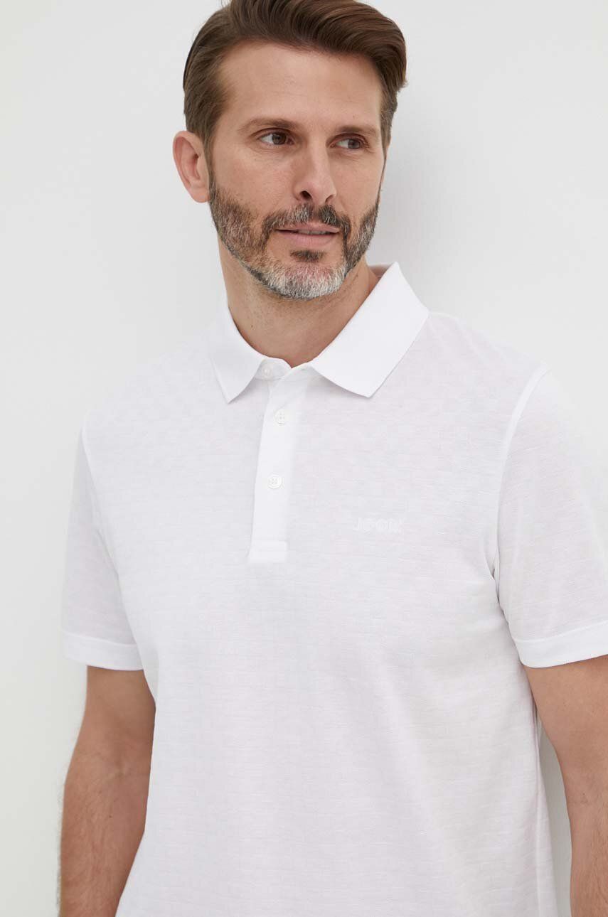Joop! polo de bumbac Pacey culoarea alb, neted, 30036120 10015575 Joop! polo de bumbac Pacey culoarea alb, neted, 30036120 10015575