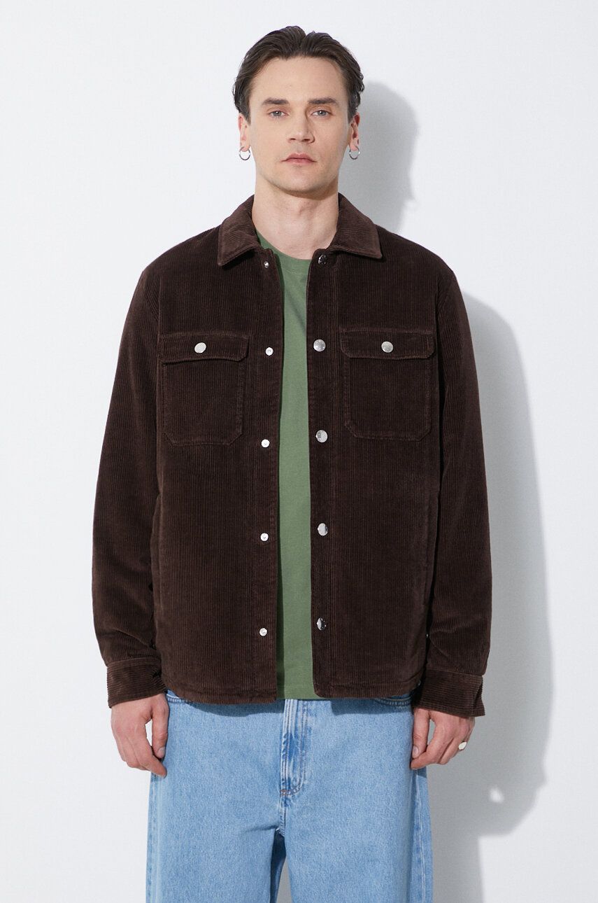 A.P.C. geaca din velur Blouson Alex culoarea maro, de tranzitie, COGVV.H02625.CAE A.P.C. geaca din velur Blouson Alex culoarea maro, de tranzitie, COGVV.H02625.CAE