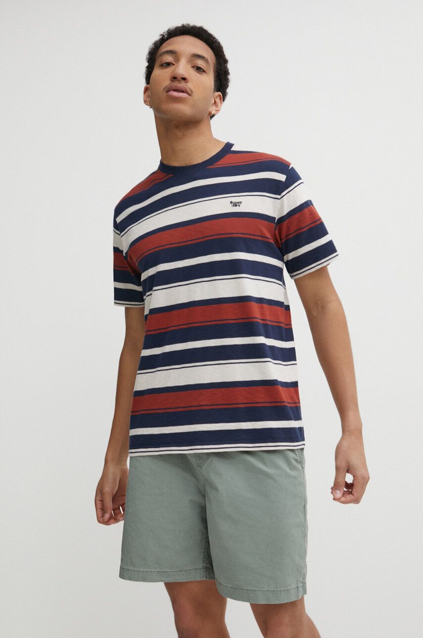 Superdry tricou din bumbac barbati, culoarea albastru marin, modelator Superdry tricou din bumbac barbati, culoarea albastru marin, modelator