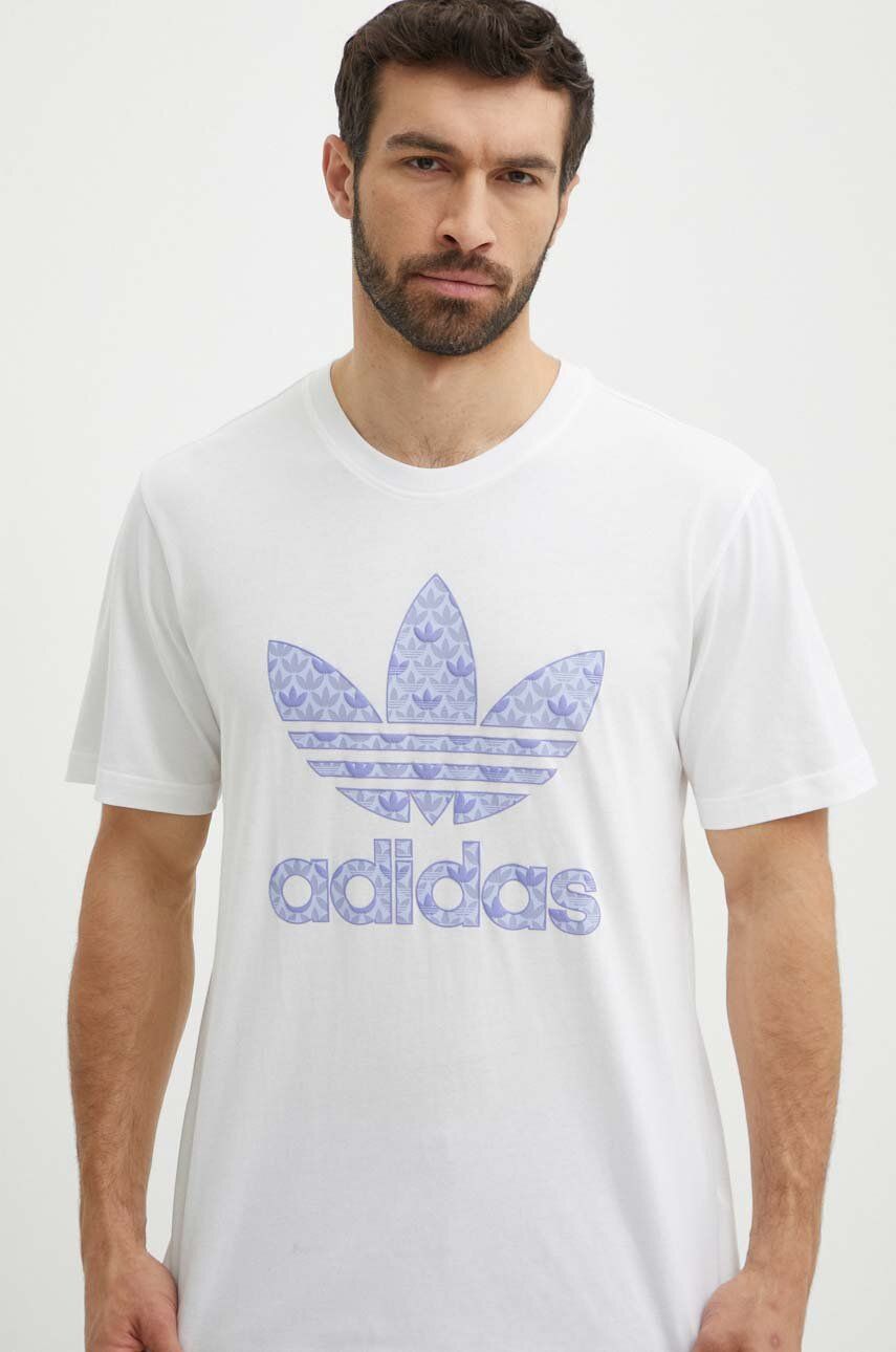 adidas Originals tricou din bumbac barbati, culoarea alb, cu imprimeu, IS0205 adidas Originals tricou din bumbac barbati, culoarea alb, cu imprimeu, IS0205