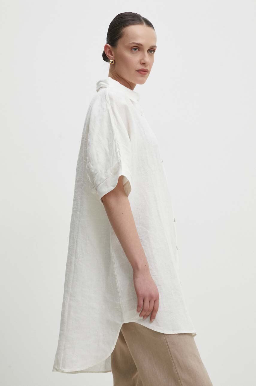 Answear Lab camasa de in culoarea alb, cu guler clasic, relaxed Answear Lab camasa de in culoarea alb, cu guler clasic, relaxed