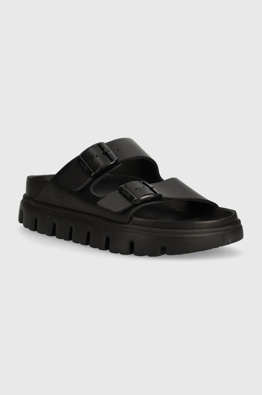 Birkenstock slapi de piele BIRKENSTOCK X PAPILLIO Arizona Chunky Exq femei, culoarea negru, 1024565 Birkenstock slapi de piele BIRKENSTOCK X PAPILLIO Arizona Chunky Exq femei, culoarea negru, 1024565