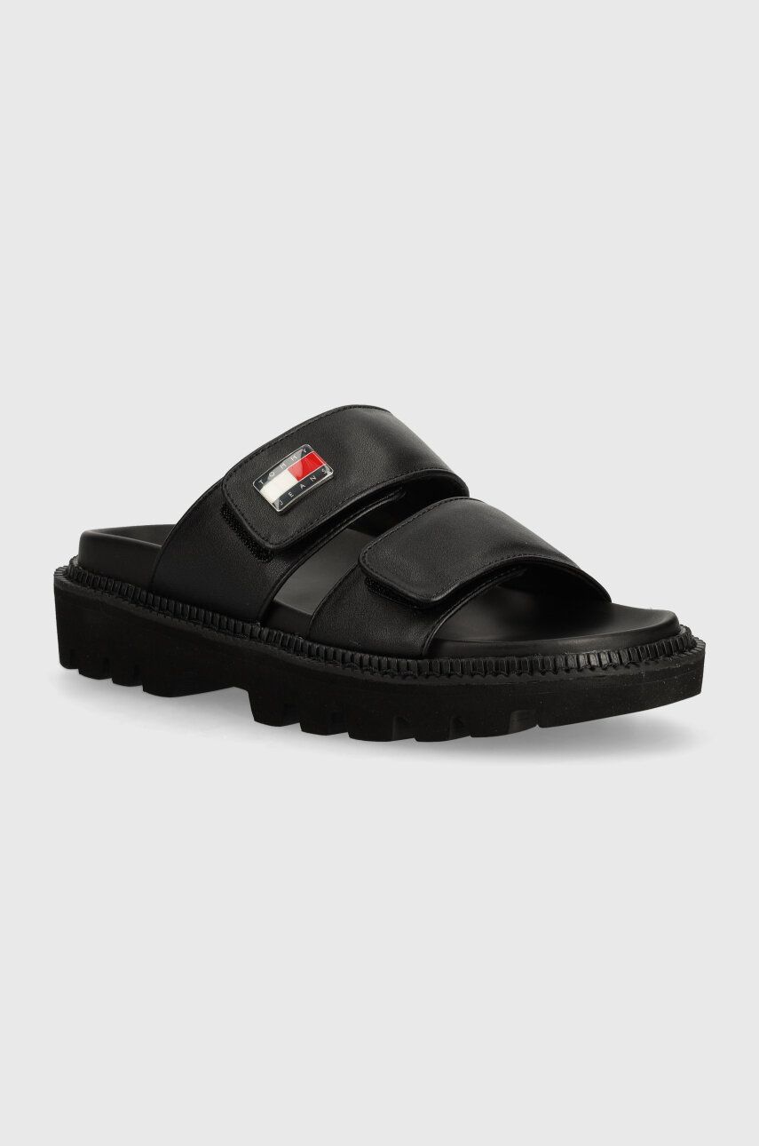 Tommy Jeans papuci TJW PUFFED SANDAL femei, culoarea negru, EN0EN02560 Tommy Jeans papuci TJW PUFFED SANDAL femei, culoarea negru, EN0EN02560