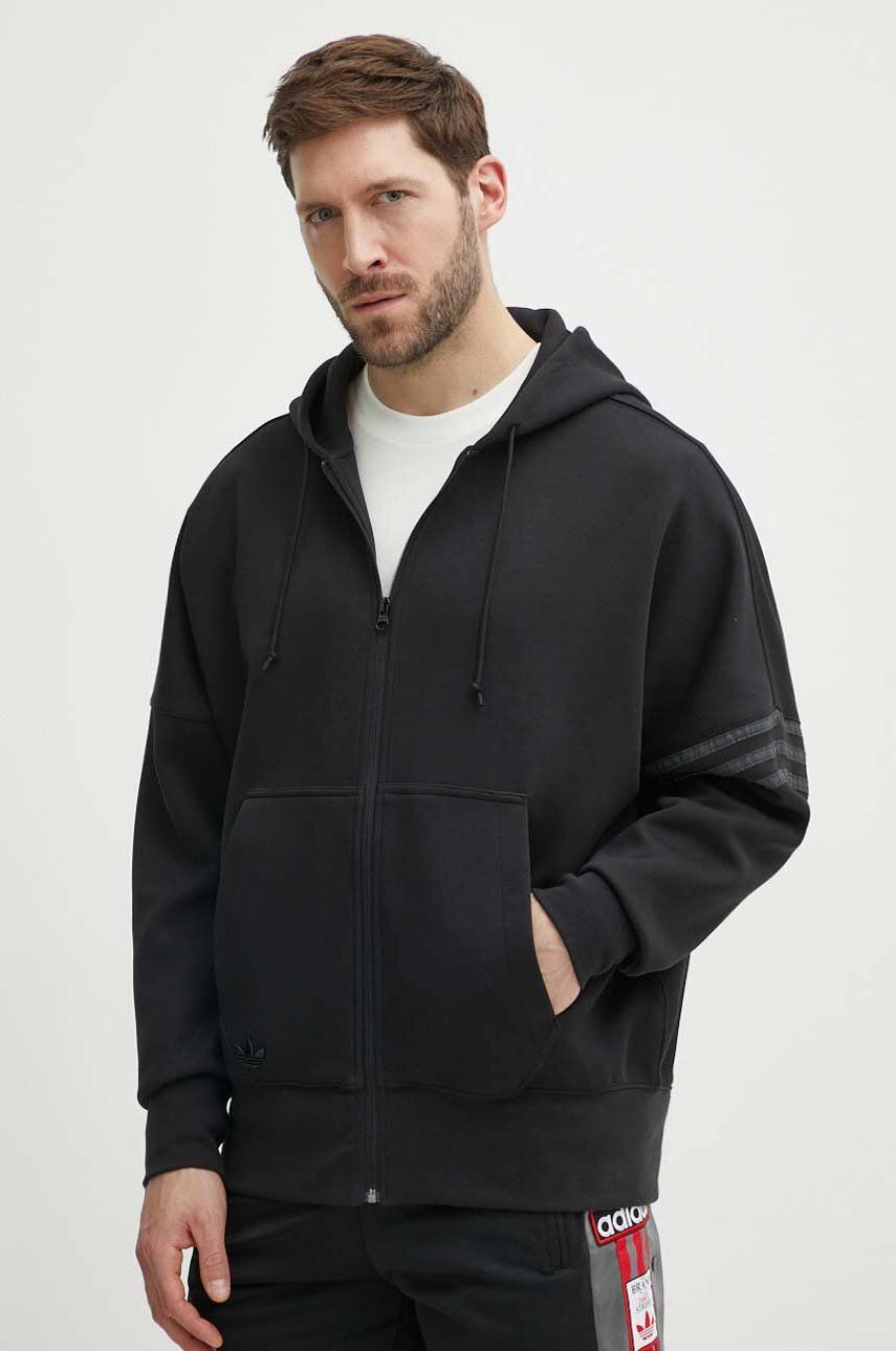 adidas Originals bluza barbati, culoarea negru, cu glugă, neted, IR9429 adidas Originals bluza barbati, culoarea negru, cu glugă, neted, IR9429