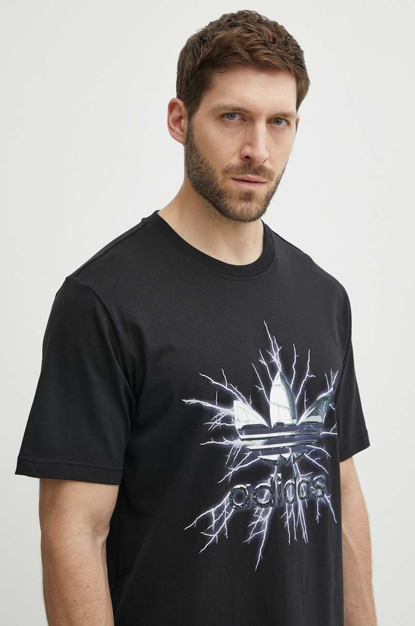 adidas Originals tricou din bumbac barbati, culoarea negru, cu imprimeu, IR9440 adidas Originals tricou din bumbac barbati, culoarea negru, cu imprimeu, IR9440