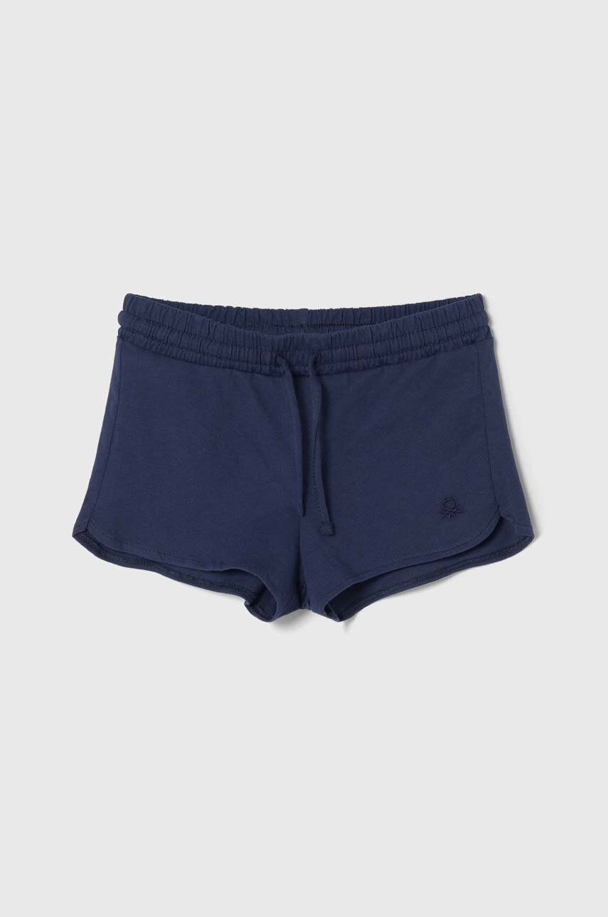 United Colors of Benetton pantaloni scurți din bumbac pentru copii culoarea albastru marin, neted, talie reglabila United Colors of Benetton pantaloni scurți din bumbac pentru copii culoarea albastru marin, neted, talie reglabila