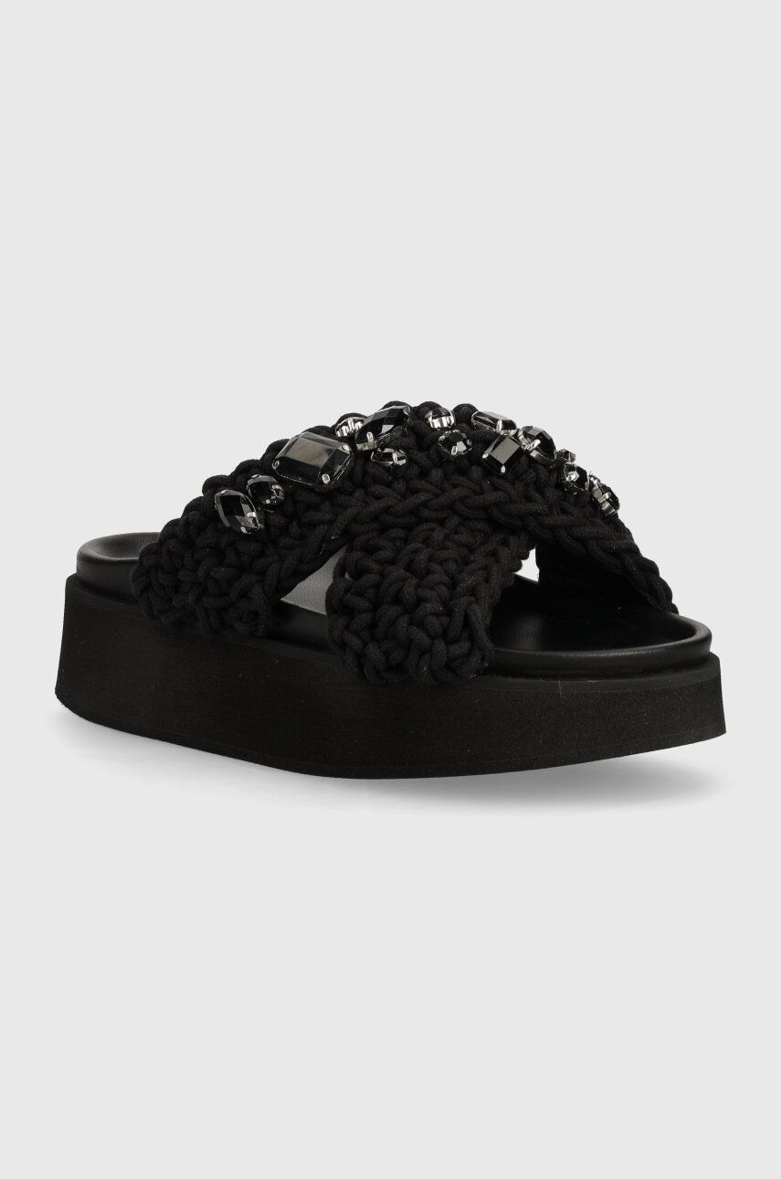 Inuikii papuci Woven Stones Platform femei, culoarea negru, cu platforma, 70103-106 Inuikii papuci Woven Stones Platform femei, culoarea negru, cu platforma, 70103-106