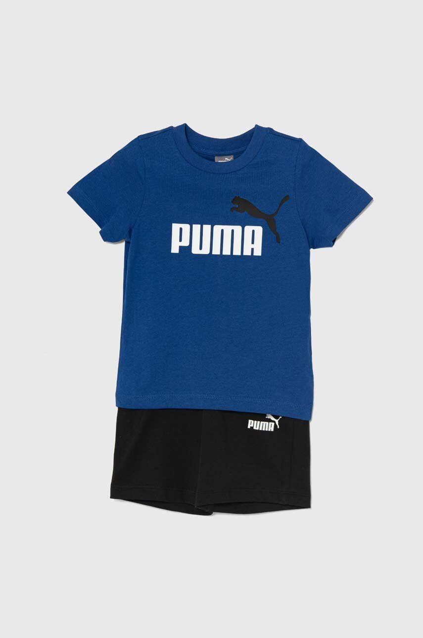 Puma set de bumbac pentru bebelusi Minicats & Shorts Set culoarea albastru marin Puma set de bumbac pentru bebelusi Minicats & Shorts Set culoarea albastru marin