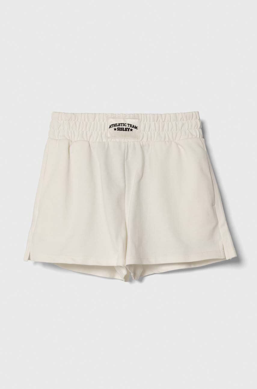 Sisley pantaloni scurți din bumbac pentru copii culoarea alb, neted Sisley pantaloni scurți din bumbac pentru copii culoarea alb, neted