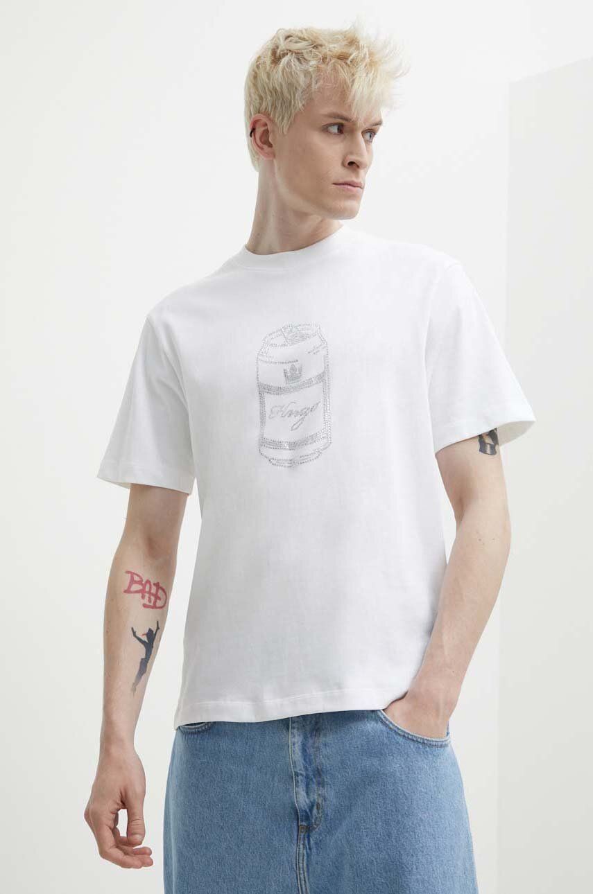 HUGO tricou din bumbac barbati, culoarea alb, cu imprimeu, 50513832 HUGO tricou din bumbac barbati, culoarea alb, cu imprimeu, 50513832