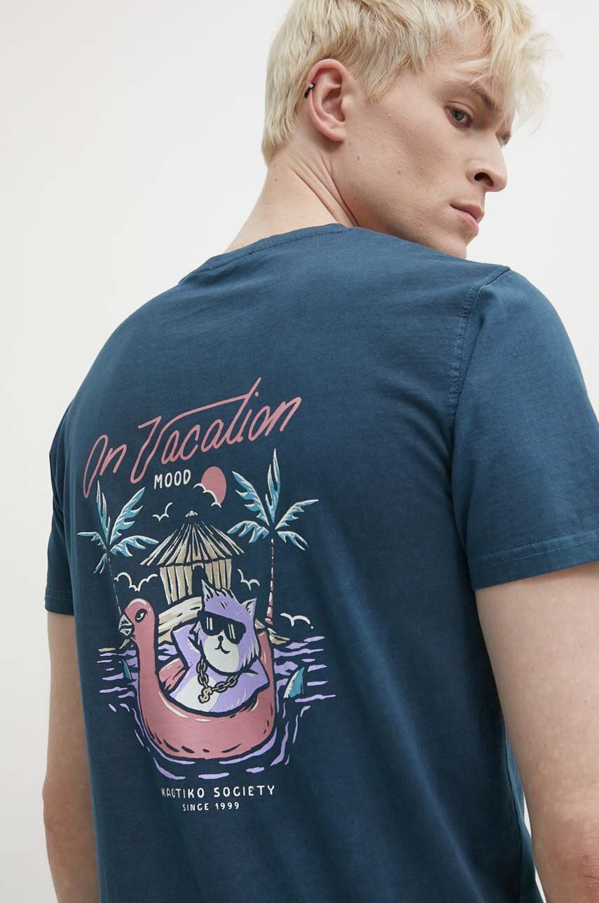 Kaotiko tricou din bumbac culoarea albastru marin, cu imprimeu Kaotiko tricou din bumbac culoarea albastru marin, cu imprimeu