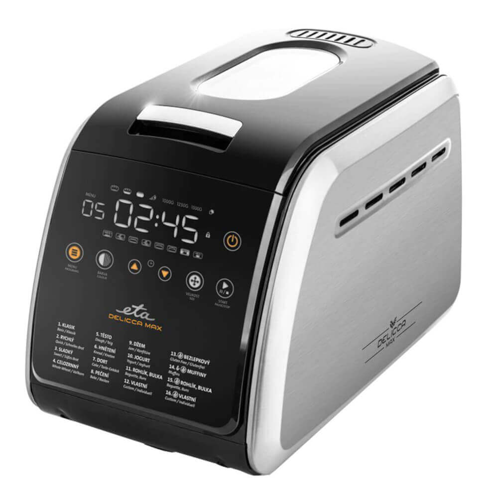 Masina de facut paine ETA Delicca II Max 7149 90040, 850W, 1500 g, 16 programe, Argintiu/Negru Masina de facut paine ETA Delicca II Max 7149 90040, 850W, 1500 g, 16 programe, Argintiu/Negru