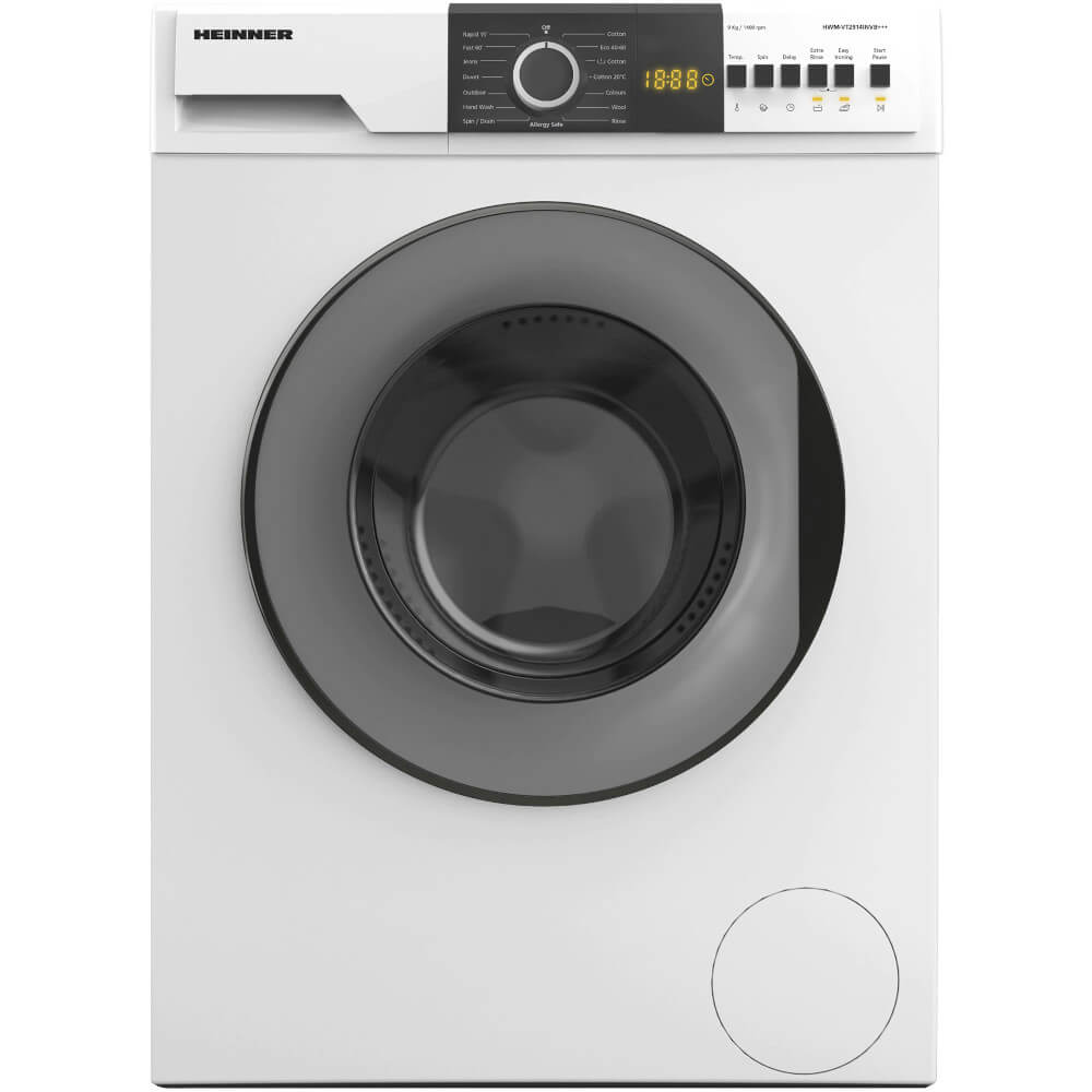 Masina de spalat rufe Heinner HWM-VT2914INVB+++, 9kg, 1400 RPM, Display LED, Motor Inverter, Sistem detectare spuma, Clasa B, Alb Masina de spalat rufe Heinner HWM-VT2914INVB+++, 9kg, 1400 RPM, Display LED, Motor Inverter, Sistem detectare spuma, Clasa B, Alb