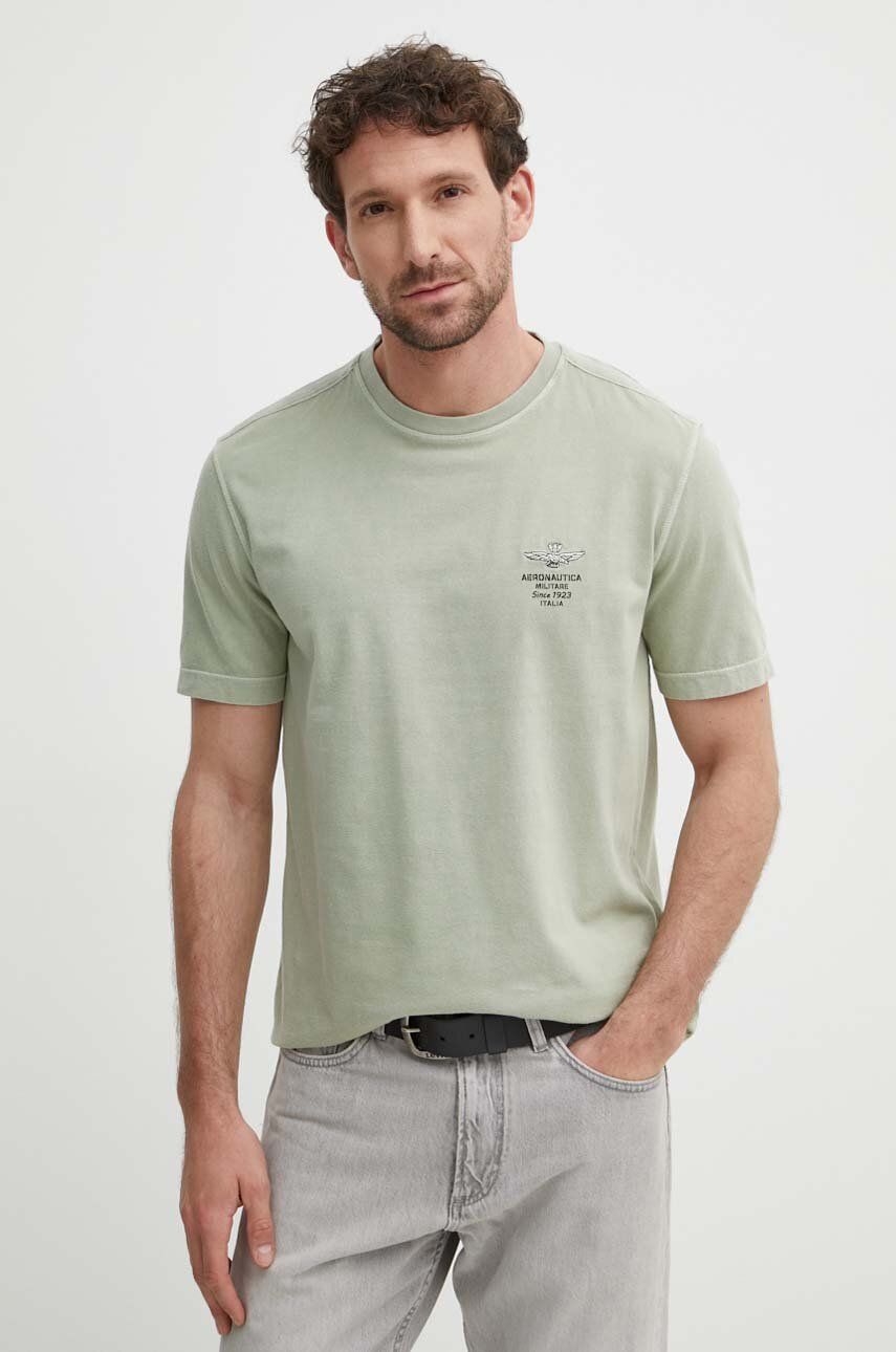 Aeronautica Militare tricou din bumbac barbati, culoarea verde, cu imprimeu, TS2205J633 Aeronautica Militare tricou din bumbac barbati, culoarea verde, cu imprimeu, TS2205J633
