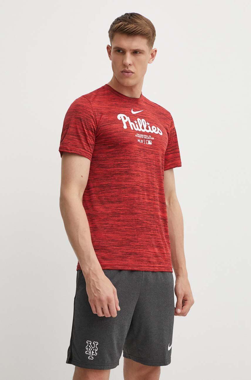 Nike tricou Philadelphia Phillies barbati, culoarea rosu, cu imprimeu Nike tricou Philadelphia Phillies barbati, culoarea rosu, cu imprimeu