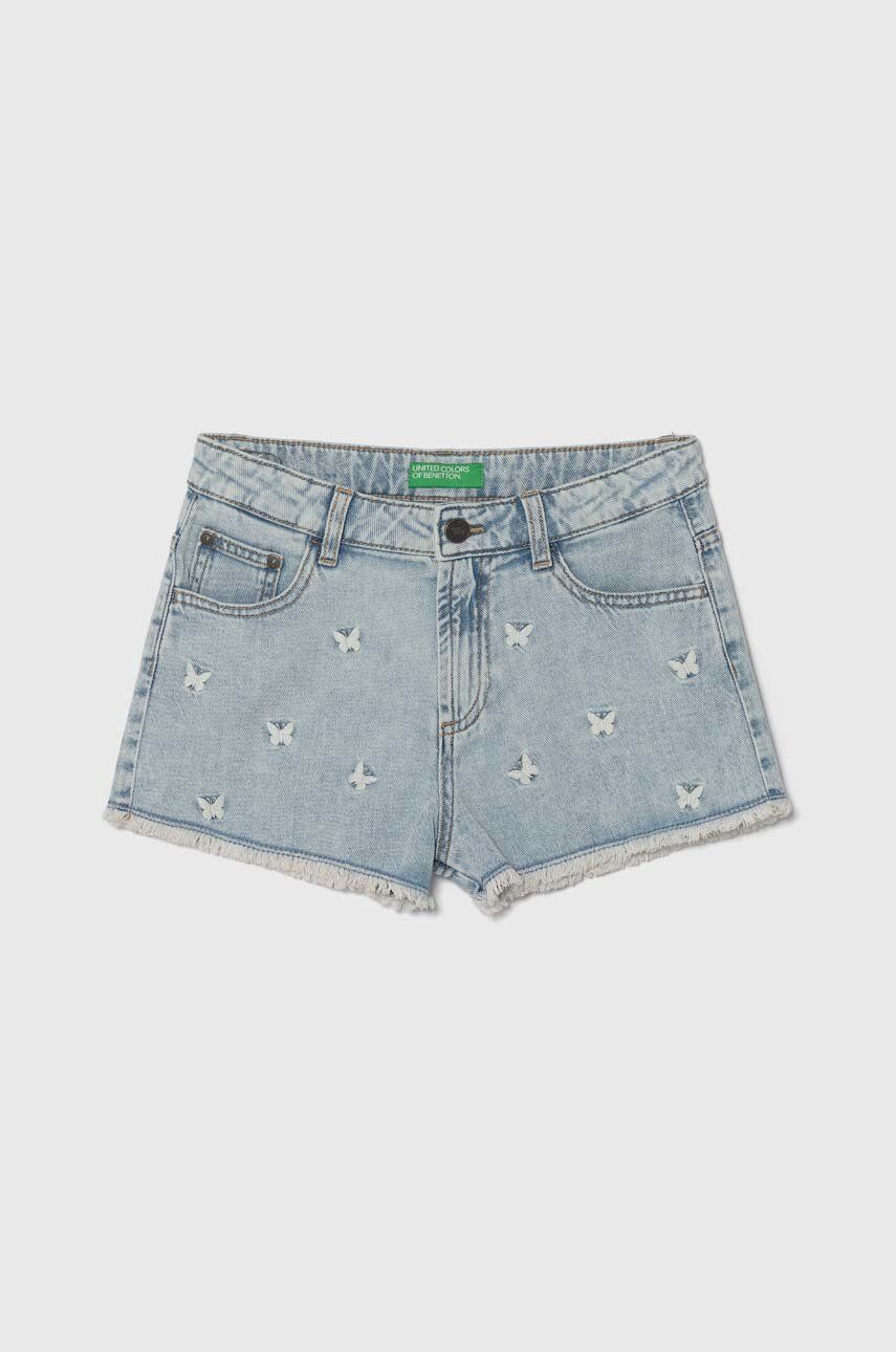 United Colors of Benetton pantaloni scurti din denim pentru copii cu imprimeu, talie reglabila United Colors of Benetton pantaloni scurti din denim pentru copii cu imprimeu, talie reglabila