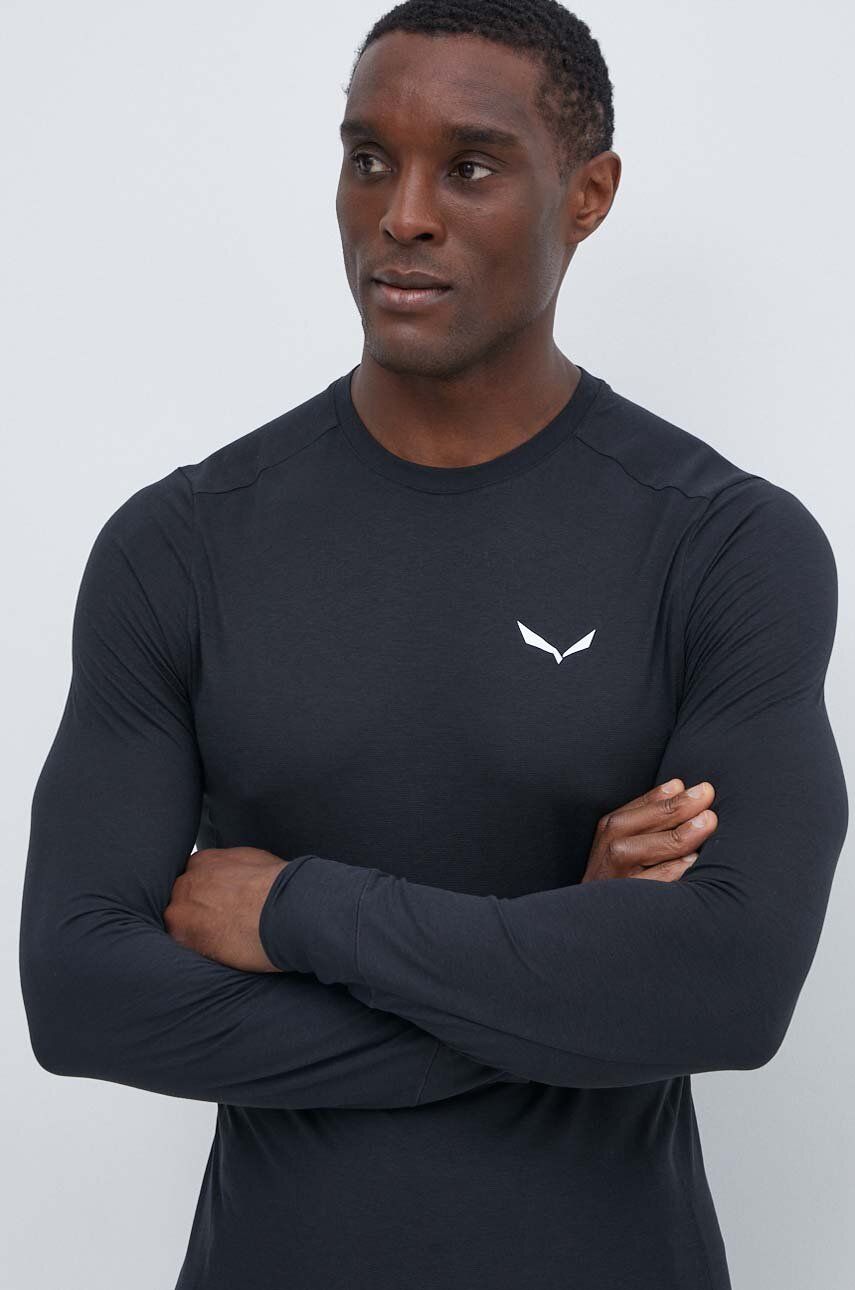 Salewa longsleeve sport Puez Dry culoarea negru, neted, 00-0000028864 Salewa longsleeve sport Puez Dry culoarea negru, neted, 00-0000028864