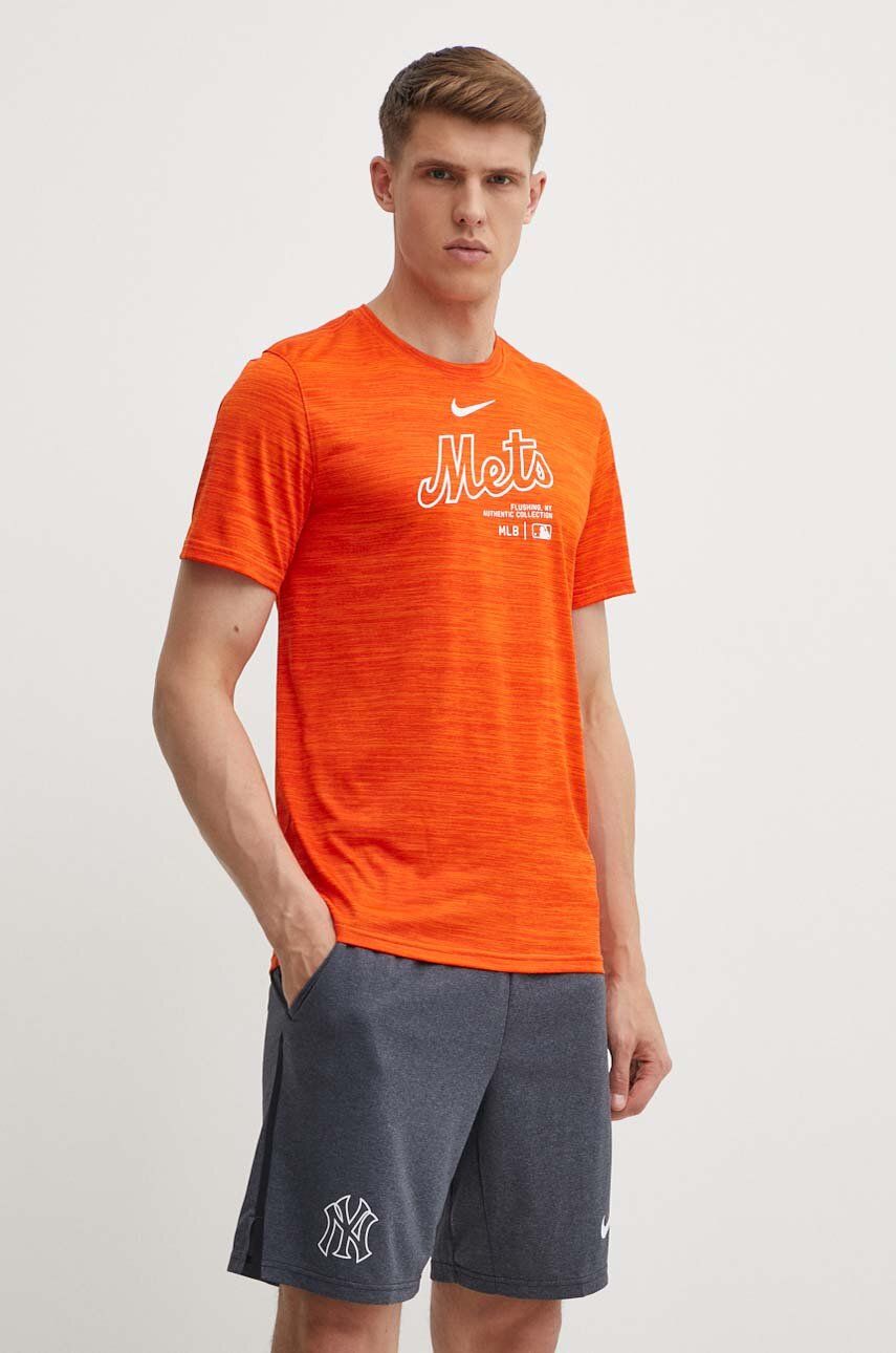 Nike tricou New York Mets barbati, culoarea portocaliu, cu imprimeu Nike tricou New York Mets barbati, culoarea portocaliu, cu imprimeu