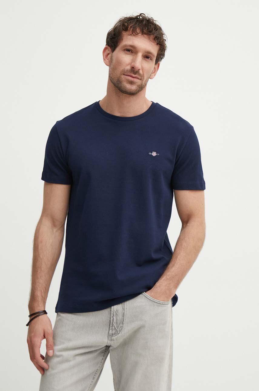 Gant tricou din bumbac barbati, culoarea albastru marin, neted, 2013033 Gant tricou din bumbac barbati, culoarea albastru marin, neted, 2013033