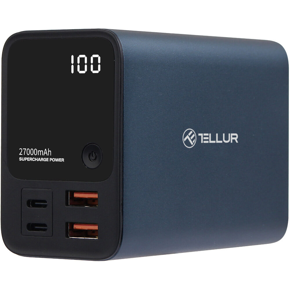 Baterie externa Tellur Ultra Pro PD903, 27000mAh, LCD display, Albastru Baterie externa Tellur Ultra Pro PD903, 27000mAh, LCD display, Albastru