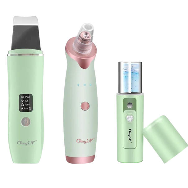 Aspirator pentru pori, cu ultrasunete pentru curățarea pielii și abur hidratant facial verde Aspirator pentru pori, cu ultrasunete pentru curățarea pielii și abur hidratant facial verde