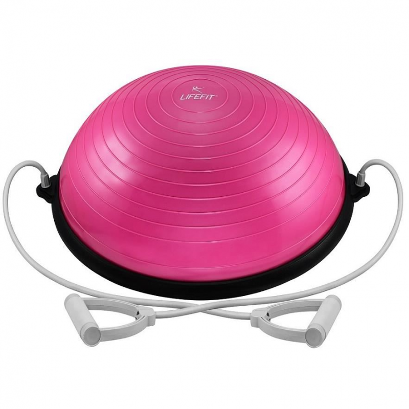 Minge echilibru, Bosu Ball, diametru 58cm, roz, pentru aerobic, gimnastica Minge echilibru, Bosu Ball, diametru 58cm, roz, pentru aerobic, gimnastica