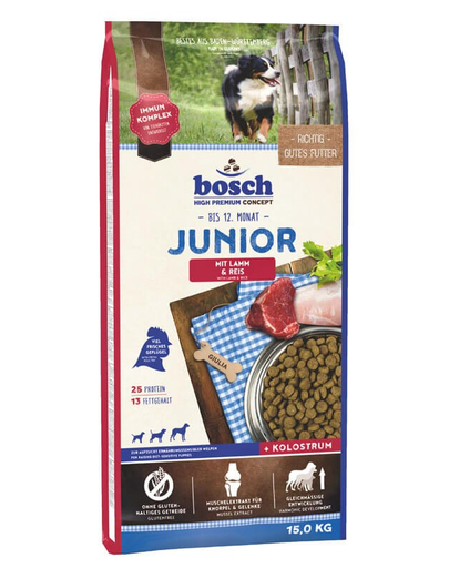 BOSCH Junior Hrana uscata pentru catei de la 2 pana la 12 luni, cu miel si orez 15 kg BOSCH Junior Hrana uscata pentru catei de la 2 pana la 12 luni, cu miel si orez 15 kg