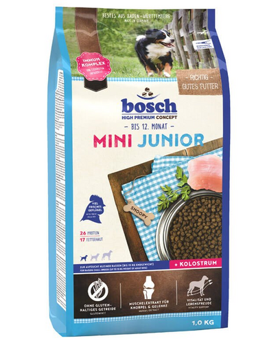 BOSCH Mini junior Hrana uscata pentru catei de talie mica, cu carne de pasare 1 kg BOSCH Mini junior Hrana uscata pentru catei de talie mica, cu carne de pasare 1 kg