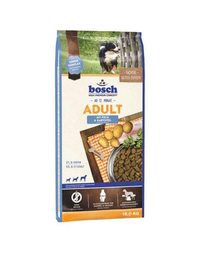 BOSCH Adult Fisch & Potato Hrana uscata pentru caini adulti, cu peste si orez1 kg BOSCH Adult Fisch & Potato Hrana uscata pentru caini adulti, cu peste si orez1 kg