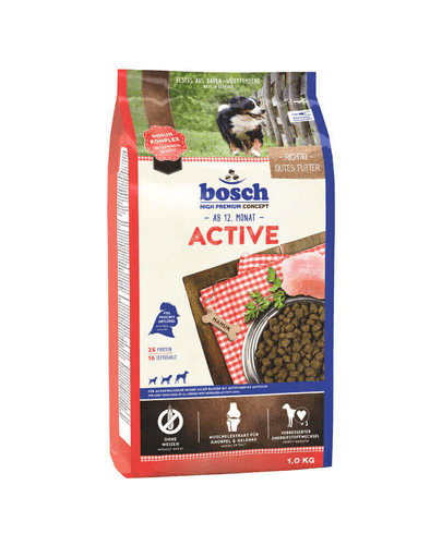 BOSCH Active Hrana uscata pentru caini adulti activi, cu carne de pasare 1 kg BOSCH Active Hrana uscata pentru caini adulti activi, cu carne de pasare 1 kg