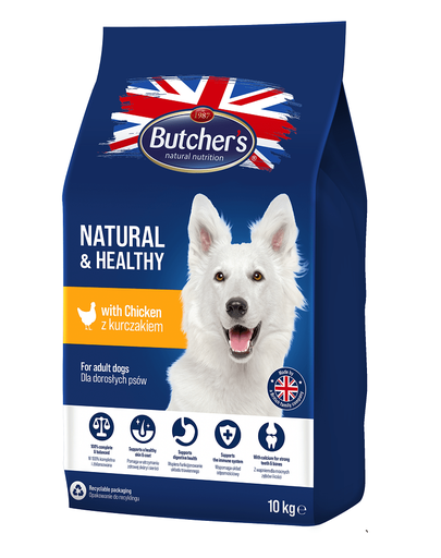 BUTCHER'S Natural&Healthy hrana uscata pentru caini adulti, cu pui 10 kg BUTCHER'S Natural&Healthy hrana uscata pentru caini adulti, cu pui 10 kg