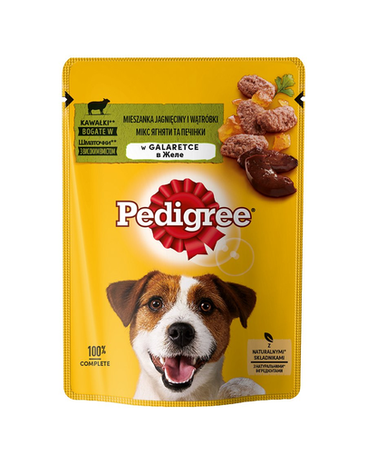 PEDIGREE Hrana umeda pentru caini adulti, carne de miel si ficat in aspic, set 24 x 100 gr PEDIGREE Hrana umeda pentru caini adulti, carne de miel si ficat in aspic, set 24 x 100 gr