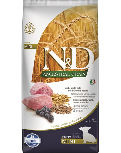 FARMINA N&D Low Grain Puppy Mini Hrana uscata pentru catelusi, cu miel si afine 7 kg FARMINA N&D Low Grain Puppy Mini Hrana uscata pentru catelusi, cu miel si afine 7 kg