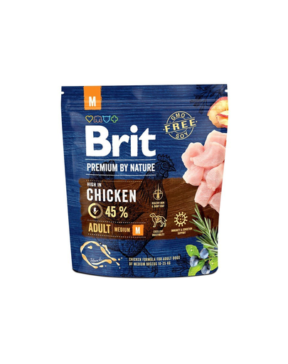 BRIT Premium By Nature Adult Medium M Hrana uscata pentru caini adulti de talie medie, cu pui 1 kg BRIT Premium By Nature Adult Medium M Hrana uscata pentru caini adulti de talie medie, cu pui 1 kg