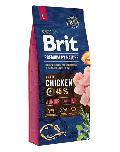 BRIT Premium By Nature Hrana uscata pentru catei de talie mare, de la 1 la 24 luni 15 kg BRIT Premium By Nature Hrana uscata pentru catei de talie mare, de la 1 la 24 luni 15 kg
