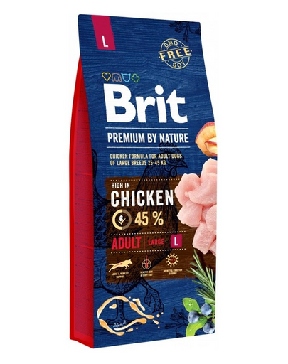 BRIT Premium By Nature Adult Large L Hrana uscata pentru caini adulti de talie mare, cu pui 15 kg BRIT Premium By Nature Adult Large L Hrana uscata pentru caini adulti de talie mare, cu pui 15 kg