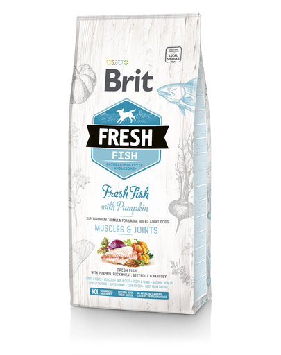BRIT Fresh Adult Large Muscles&Joints 12 kg hrana uscata caini adulti talie mare, peste si dovleac BRIT Fresh Adult Large Muscles&Joints 12 kg hrana uscata caini adulti talie mare, peste si dovleac