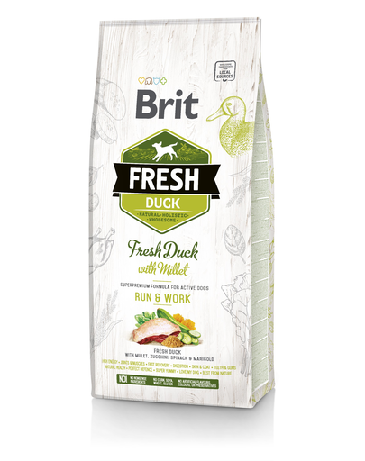 BRIT Fresh Active Run&Work Hrana uscata pentru caini foarte activi, cu rata si mei 12 kg BRIT Fresh Active Run&Work Hrana uscata pentru caini foarte activi, cu rata si mei 12 kg