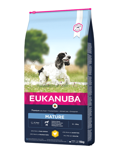 EUKANUBA Senior Medium Breeds Chicken Hrana uscata pentru caini senior de talie medie, bogata in pui 15 kg EUKANUBA Senior Medium Breeds Chicken Hrana uscata pentru caini senior de talie medie, bogata in pui 15 kg