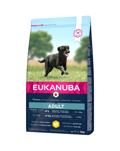 EUKANUBA Adult Large Breeds Chicken Hrana uscata pentru caini adulti de talie mare, cu pui 3 kg EUKANUBA Adult Large Breeds Chicken Hrana uscata pentru caini adulti de talie mare, cu pui 3 kg