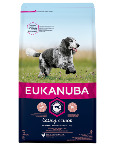 EUKANUBA Caring Senior Medium Breed hrana uscata caini seniori talie medie, bogat in pui 15kg EUKANUBA Caring Senior Medium Breed hrana uscata caini seniori talie medie, bogat in pui 15kg