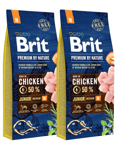 BRIT Premium By Nature Junior Medium M hrana uscata caini juniori talie medie, cu pui 30 kg (2 x 15 kg) BRIT Premium By Nature Junior Medium M hrana uscata caini juniori talie medie, cu pui 30 kg (2 x 15 kg)