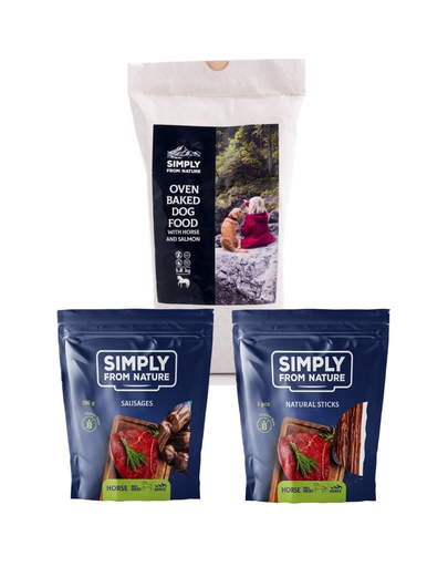 SIMPLY FROM NATURE Hrana uscata pentru caini, coapta la cuptor, cu somon si carne de cal 1,2 kg + recompense naturale pentru caini SIMPLY FROM NATURE Hrana uscata pentru caini, coapta la cuptor, cu somon si carne de cal 1,2 kg + recompense naturale pentru caini