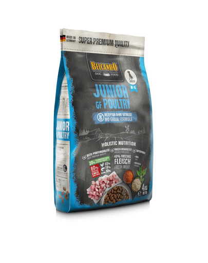 BELCANDO Junior Poultry hrana uscata fara cereale pentru juniori, talie M-XL, 4 kg BELCANDO Junior Poultry hrana uscata fara cereale pentru juniori, talie M-XL, 4 kg