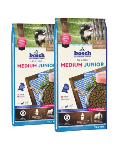 BOSCH Hrana uscata pentru caini junior de talie medie 30 kg (2 x 15 kg) BOSCH Hrana uscata pentru caini junior de talie medie 30 kg (2 x 15 kg)