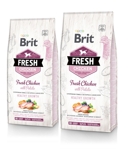 BRIT Fresh Puppy Healthy Growth hrana uscata caini juniori, pui si cartofi 24 kg (2 x 12 kg) BRIT Fresh Puppy Healthy Growth hrana uscata caini juniori, pui si cartofi 24 kg (2 x 12 kg)