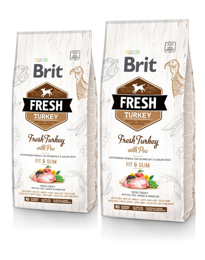BRIT Fresh Light Fit & Slim hrana uscata caini adulti supraponderali, cu mazare si curcan 24 kg (2 x 12 kg) BRIT Fresh Light Fit & Slim hrana uscata caini adulti supraponderali, cu mazare si curcan 24 kg (2 x 12 kg)