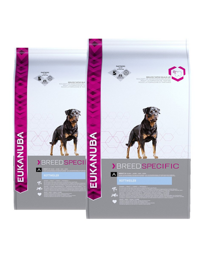 EUKANUBA Breed Specific Hrana uscata pentru cainii adulti rasa Rottweiler 24 kg (2 x 12 kg) EUKANUBA Breed Specific Hrana uscata pentru cainii adulti rasa Rottweiler 24 kg (2 x 12 kg)