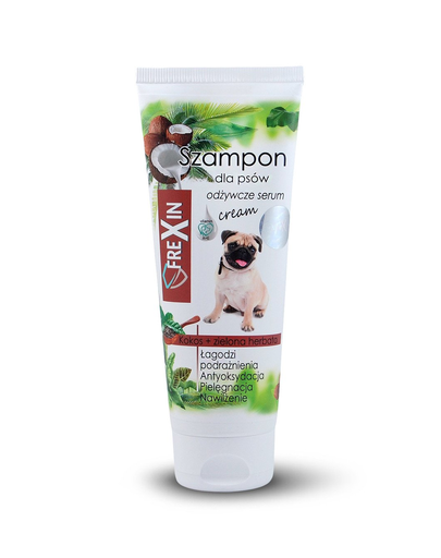 FREXIN Sampon pentru cainii cu pielea sensibila, cu ceai verde si ulei de cocos, 220 g FREXIN Sampon pentru cainii cu pielea sensibila, cu ceai verde si ulei de cocos, 220 g