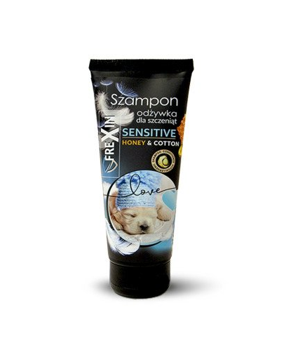 FREXIN Sensitive Sampon cu balsam pentru catelusi , miere si bumbac 220 g FREXIN Sensitive Sampon cu balsam pentru catelusi , miere si bumbac 220 g